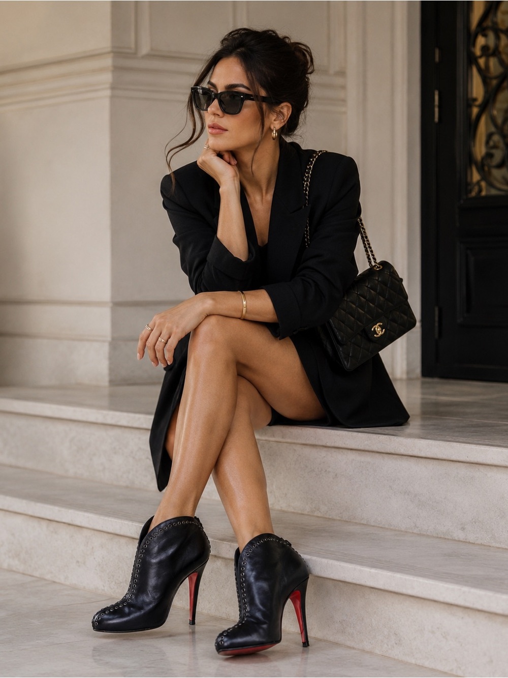 Christian Louboutin Jazz “Catch Me” Black Leather Ankle Booties | Full Set + COA